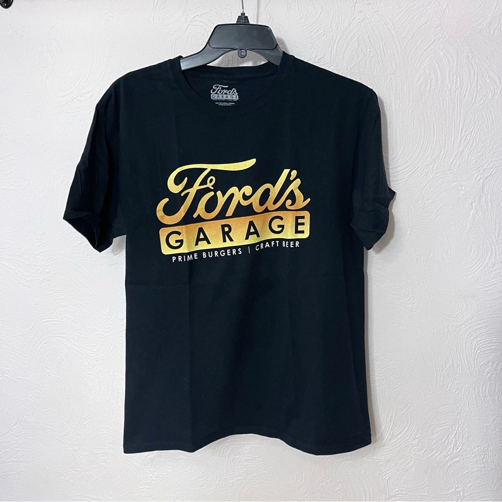 Ford’s Garage Black T-Shirt with Gold Print
